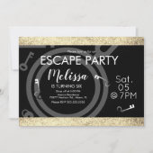 Faux Glitter Escape Room Birthday Black Gold Kaart (Voorkant)