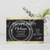 Faux Glitter Escape Room Birthday Black Gold Kaart (Staand voorkant)
