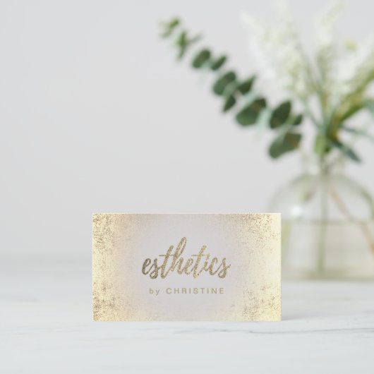 FAUX glitter esthetics script design Visitekaartje (Staand voorkant)