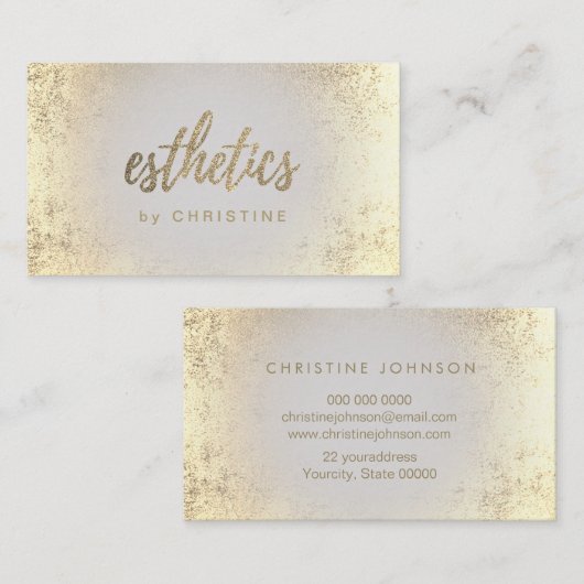 FAUX glitter esthetics script design Visitekaartje (Voorkant / Achterkant)