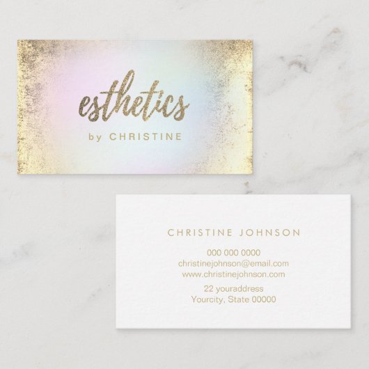 · FAUX glitter esthetiek script Visitekaartje (Voorkant / Achterkant)