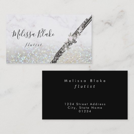 faux glitter fluitist visitekaartje (Voorkant / Achterkant)