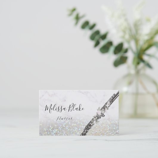 faux glitter fluitist visitekaartje (Staand voorkant)