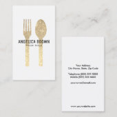 Faux Glitter Fork en Spoon Visitekaartje (Voorkant / Achterkant)