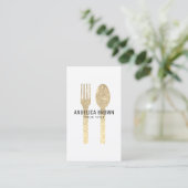 Faux Glitter Fork en Spoon Visitekaartje (Staand voorkant)