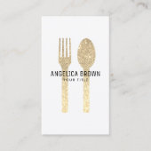 Faux Glitter Fork en Spoon Visitekaartje (Voorkant)