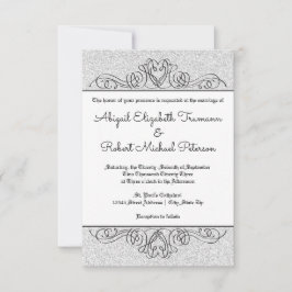 Faux Glitter Formal Flourish - 3x5 bruiloft uitnod Kaart