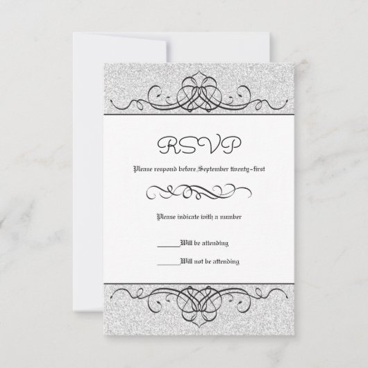 Faux Glitter Formal Flourish - RSVP-kaart RSVP Kaartje (Voorkant)