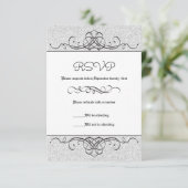 Faux Glitter Formal Flourish - RSVP-kaart RSVP Kaartje (Staand voorkant)