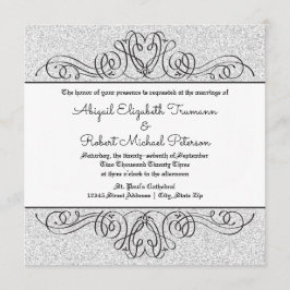 Faux Glitter Formele Bloemen-Bruiloft Uitnodigen Kaart