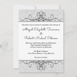 Faux Glitter Formele Flourish-5x7Bruiloft uitnodig Kaart