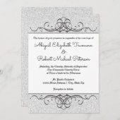 Faux Glitter Formele Flourish-5x7Bruiloft uitnodig Kaart (Voorkant / Achterkant)