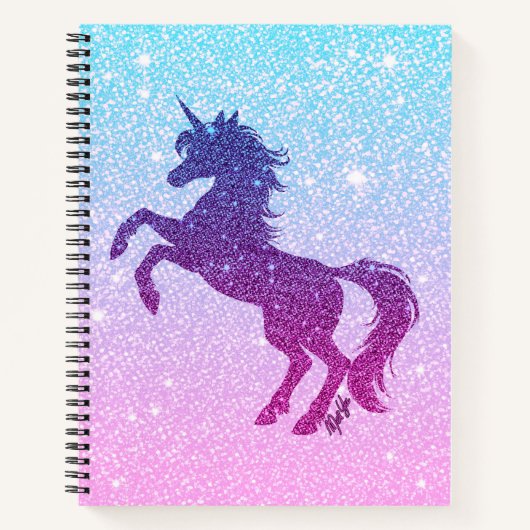 Faux Glitter Galaxy Unicorn Art Sketchbook Notitieboek (Voorkant)