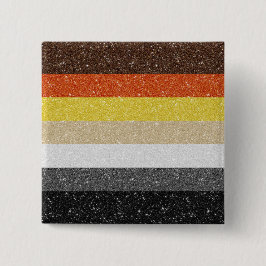 Faux Glitter Gay Beer Pride Flag Achtergrond Vierkante Button 5,1 Cm