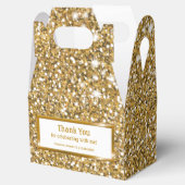 Faux Glitter Geel Glitter Textuur & Aangepaste Tek Bedankdoosjes (Geopend)