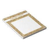 Faux Glitter Geel Glitter Textuur & Aangepaste Tek Notitieblok (Schuin)