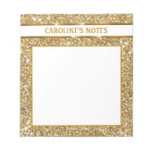 Faux Glitter Geel Glitter Textuur & Aangepaste Tek Notitieblok (Voorkant)