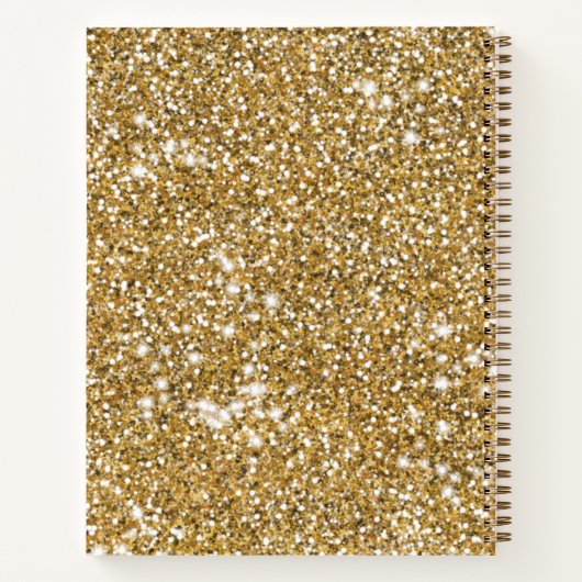 Faux Glitter Geel Glitter Textuur & Aangepaste Tek Notitieboek (Achterkant)