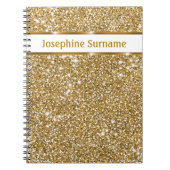 Faux Glitter Geel Glitter Textuur & Aangepaste Tek Notitieboek (Voorkant)