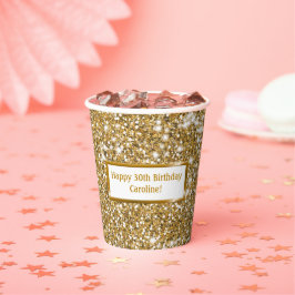 Faux Glitter Geel Glitter Textuur & Aangepaste Tek Papieren Bekers