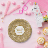 Faux Glitter Geel Glitter Textuur & Aangepaste Tek Papieren Bordje (Feest)