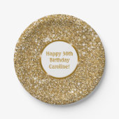 Faux Glitter Geel Glitter Textuur & Aangepaste Tek Papieren Bordje (Voorkant)
