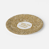 Faux Glitter Geel Glitter Textuur & Aangepaste Tek Papieren Bordje (Gekanteld)