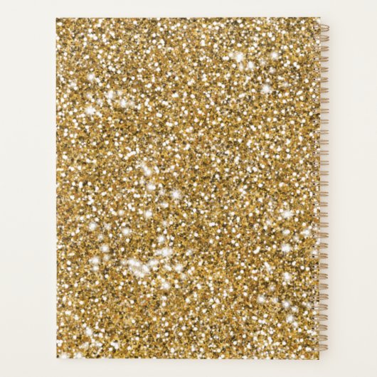 Faux Glitter Geel Glitter Textuur & Aangepaste Tek Planner (Achterkant)
