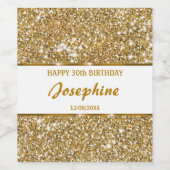 Faux Glitter Geel Glitter Textuur & Aangepaste Tek Wijn Etiket (Enkel label)