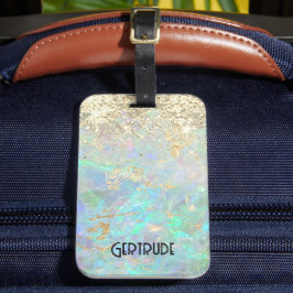 faux glitter gemstone bagagelabel