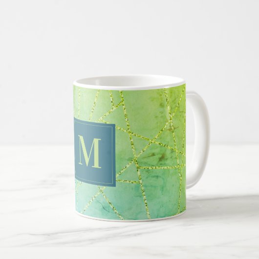 Faux Glitter Geometrisch Monogram Koffiemok (Voorkant rechts)