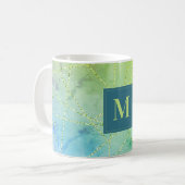Faux Glitter Geometrisch Monogram Koffiemok (Voorkant links)