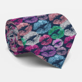 Faux Glitter Glam Lipstick Vlekken Stropdas (Opgerold)