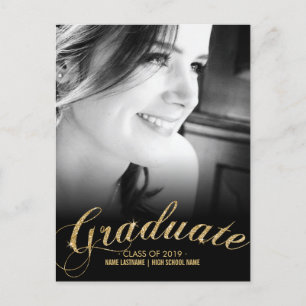 Faux Glitter Gold Afstuderen Foto Briefkaart Uitno