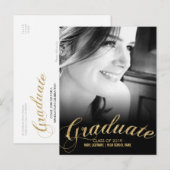 Faux Glitter Gold Afstuderen Foto Briefkaart Uitno (Voorkant / Achterkant)