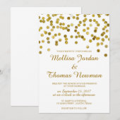 Faux Glitter Gold Confetti Wedding Kaart (Voorkant / Achterkant)