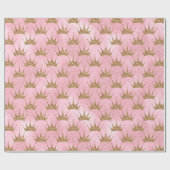 Faux glitter Gold crown Princess party wrap Cadeaupapier (Vlak)