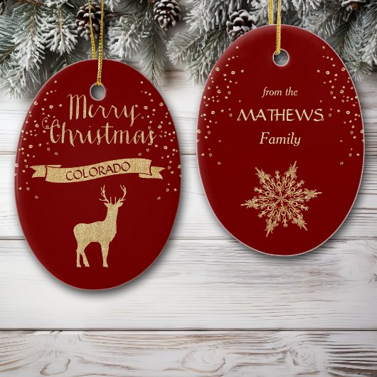 Faux Glitter Gold Elk Colorado Keramisch Ornament