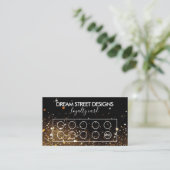 Faux Glitter Gold en Black Custom Loyalty Kaart Visitekaartje (Staand voorkant)