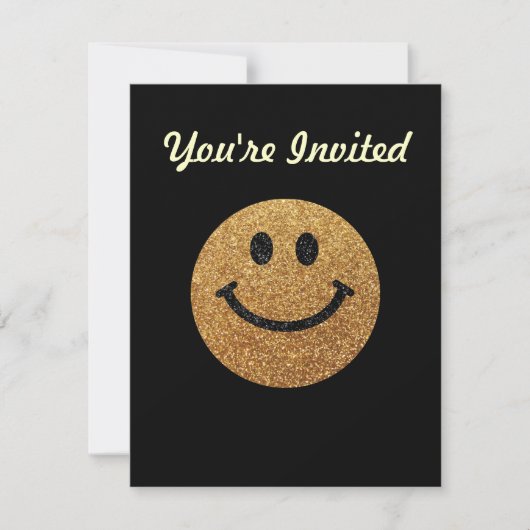 Faux Glitter Gold Happy Face - matte sparkles Kaart (Voorkant)