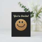 Faux Glitter Gold Happy Face - matte sparkles Kaart (Staand voorkant)