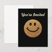 Faux Glitter Gold Happy Face - matte sparkles Kaart (Voorkant / Achterkant)