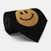 Faux Glitter Gold Happy Face - matte sparkles Stropdas (Opgerold)
