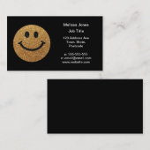 Faux Glitter Gold Happy Face - matte sparkles Visitekaartje (Voorkant / Achterkant)
