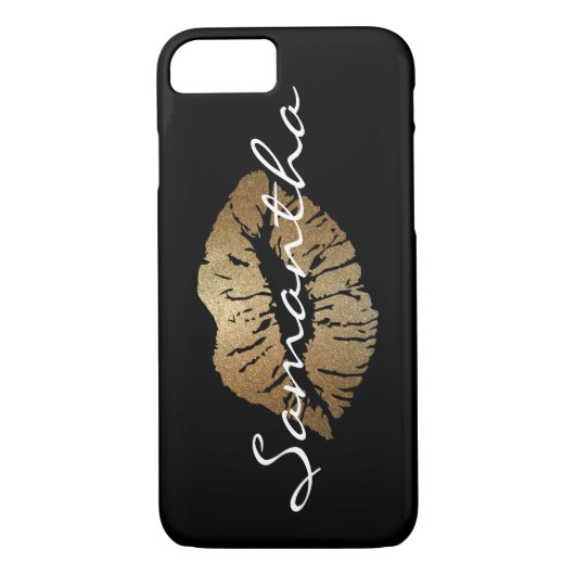 Faux Glitter Gold Kiss Case-Mate iPhone Case (Achterkant)