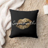 Faux Glitter Gold Kiss Kussen (Deken)