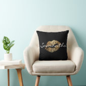 Faux Glitter Gold Kiss Kussen (Stoel)