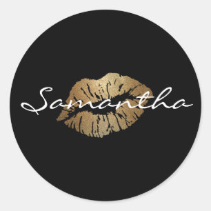 Faux Glitter Gold Kiss Ronde Sticker
