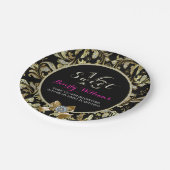 Faux Glitter & Gold Lace op zwart weet 16 2 Papieren Bordje (Gekanteld)