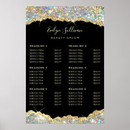 Faux glitter gold sequin price list poster